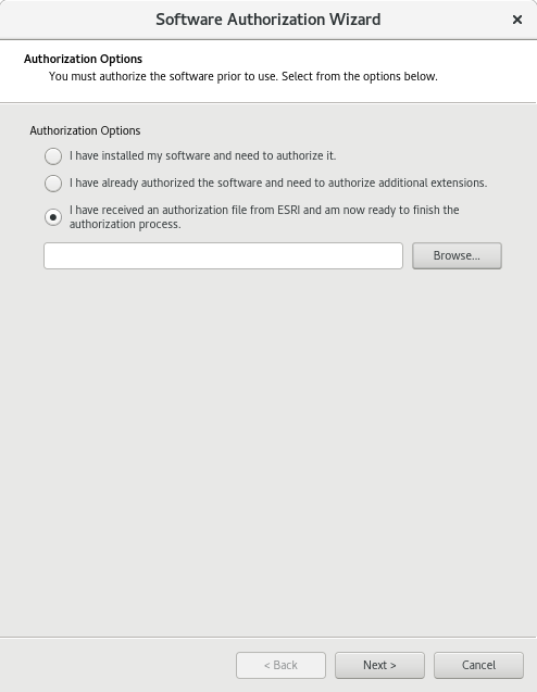 Authorization Options dialog box Authorization Options dialog box